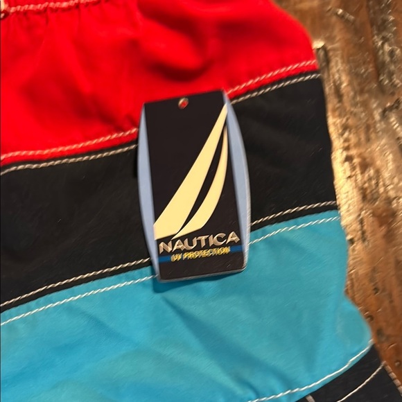NAUTICA NEW BOYS RED BLUE SWIM TRUNKS SHORTS BATHING SUIT BEACH POOL SZ M 10 12 - Picture 5 of 6